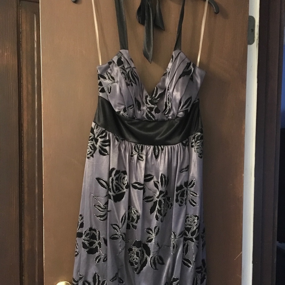 Black and Silver Floral Bubble Dress